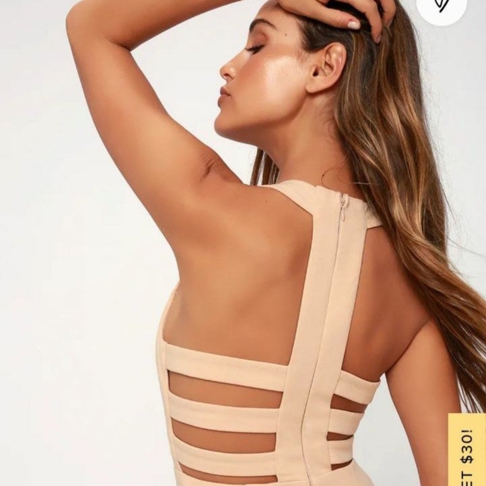 Lulu's Nude Backless Skater Dress
